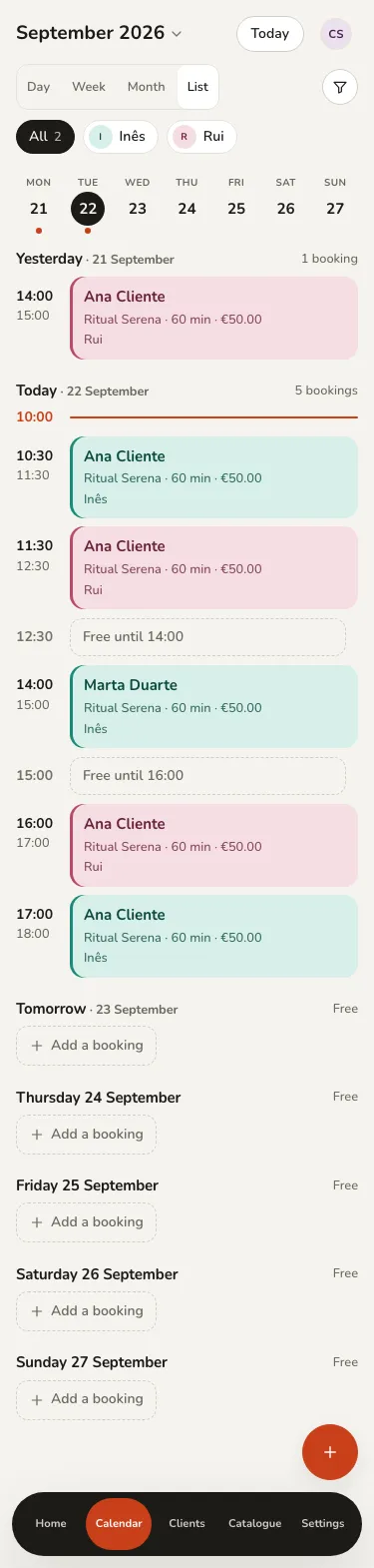 The same calendar on a phone.